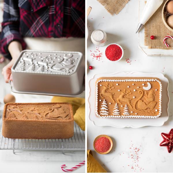 STAMPO PLUM CAKE IN ALLUMINIO SANTA CLAUS 27x15x5,8h cm. 3 STAMPO PLUM CAKE IN ALLUMINIO SANTA CLAUS 27x15x5,8h cm.