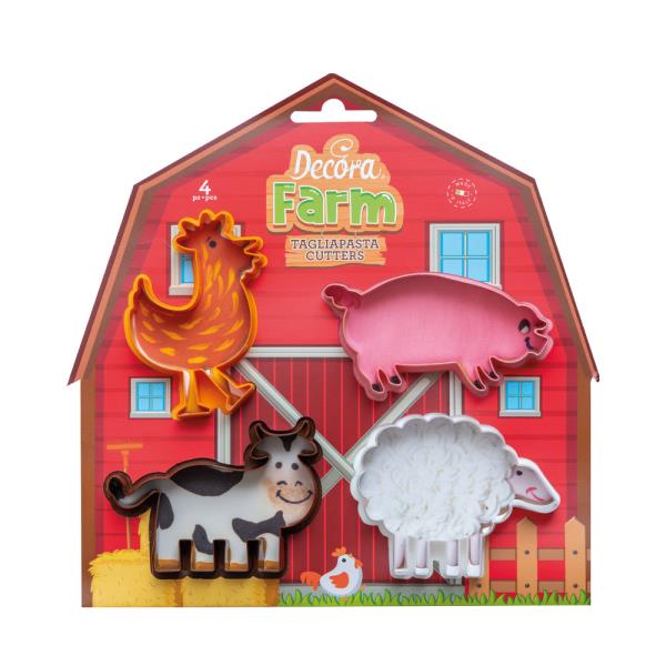 SET 4 TAGLIAPASTA IN PLASTICA ANIMALI FATTORIA GALLO MAIALE PECORA MUCCA 1 SET 4 TAGLIAPASTA IN PLASTICA ANIMALI FATTORIA GALLO MAIALE PECORA MUCCA