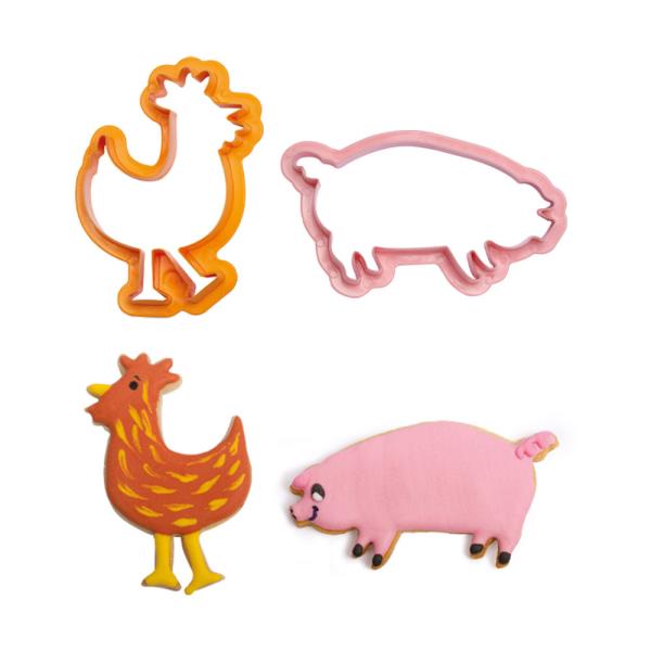 SET 4 TAGLIAPASTA IN PLASTICA ANIMALI FATTORIA GALLO MAIALE PECORA MUCCA 2 SET 4 TAGLIAPASTA IN PLASTICA ANIMALI FATTORIA GALLO MAIALE PECORA MUCCA