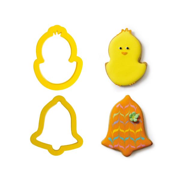 SET 2 TAGLIAPASTA IN PLASTICA PULCINO E CAMPANA