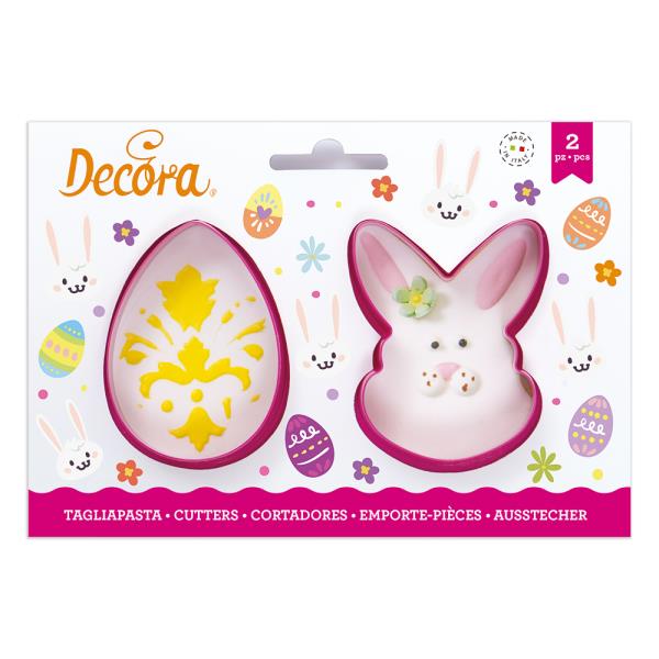 SET 2 TAGLIAPASTA IN PLASTICA UOVO E FACCIA CONIGLIO 1 SET 2 TAGLIAPASTA IN PLASTICA UOVO E FACCIA CONIGLIO