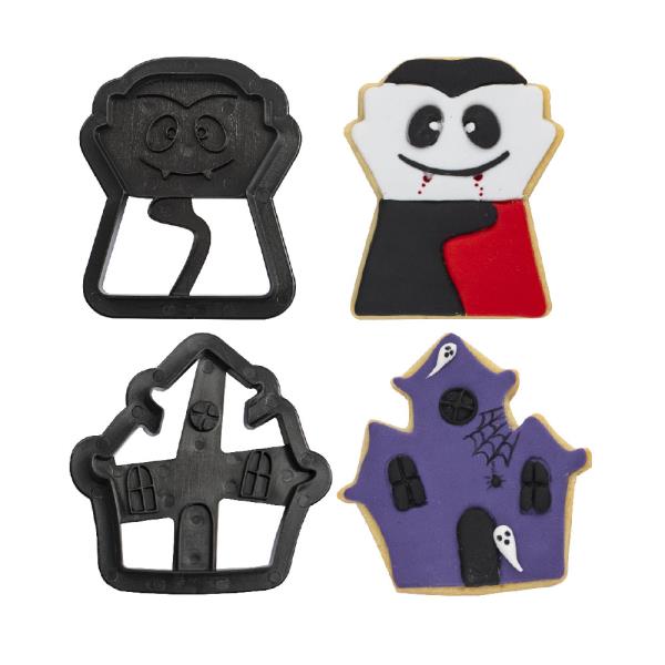 SET 2 TAGLIAPASTA IN PLASTICA VAMPIRO E CASETTA STREGATA