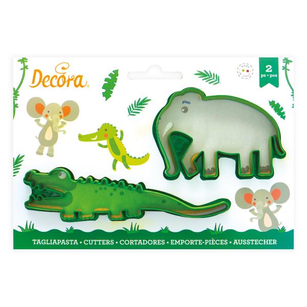 SET 2 TAGLIAPASTA IN PLASTICA COCCODRILLO E ELEFANTE 1 SET 2 TAGLIAPASTA IN PLASTICA COCCODRILLO E ELEFANTE