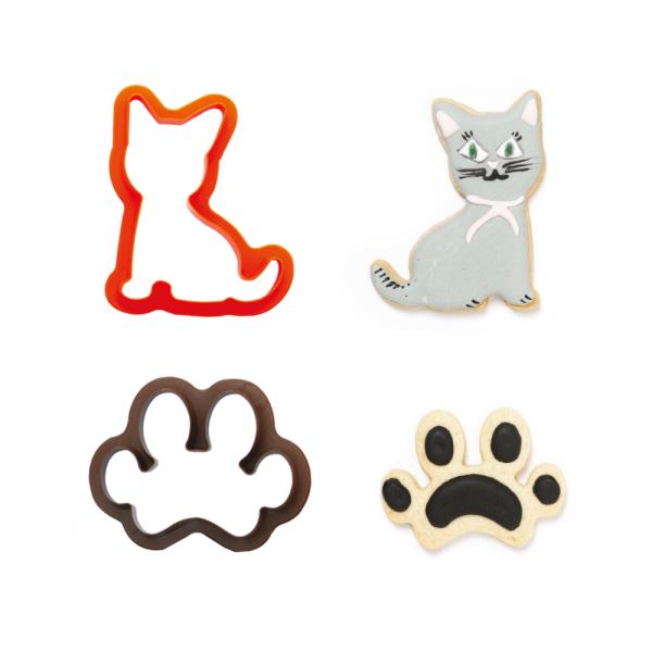 SET 2 TAGLIAPASTA IN PLASTICA GATTO E IMPRONTA 2 SET 2 TAGLIAPASTA IN PLASTICA GATTO E IMPRONTA