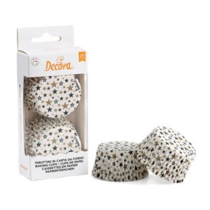 PIROTTINI MUFFIN Ø50 mm STARS BLACK E GOLD pz.36