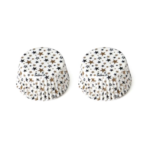 PIROTTINI MUFFIN Ø50 mm STARS BLACK E GOLD pz.36 2 PIROTTINI MUFFIN Ø50 mm STARS BLACK E GOLD pz.36