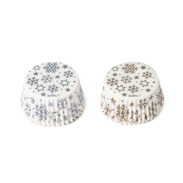 PIROTTINI MUFFIN Ø50 mm STARS GOLD E SILVER pz.36 2 PIROTTINI MUFFIN Ø50 mm STARS GOLD E SILVER pz.36