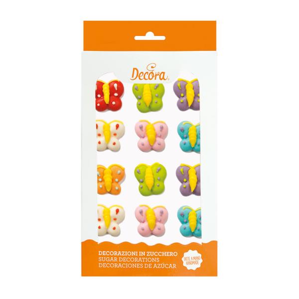 DECORAZIONI IN ZUCCHERO FARFALLINE PIATTE PZ.12 1 DECORAZIONI IN ZUCCHERO FARFALLINE PIATTE PZ.12