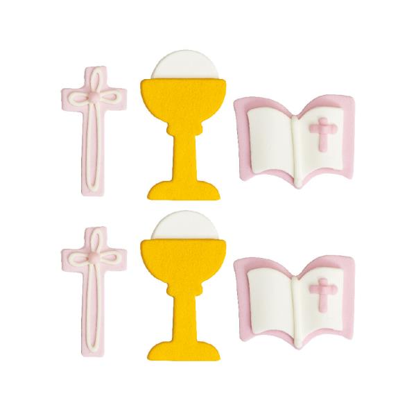 DECORAZIONI IN ZUCCHERO PRIMA COMUNIONE BIMBA PZ.6 2 DECORAZIONI IN ZUCCHERO PRIMA COMUNIONE BIMBA PZ.6