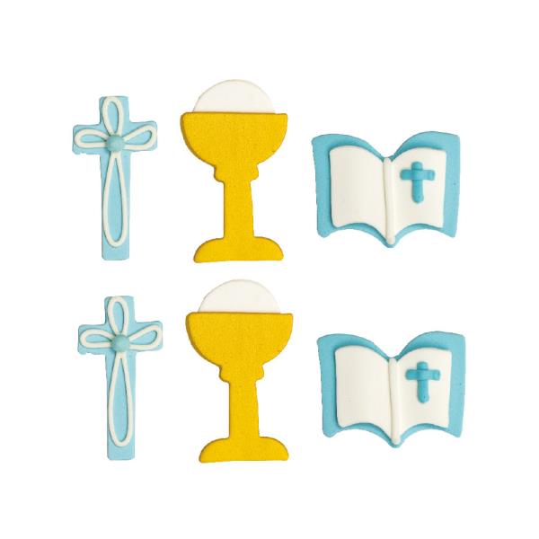 DECORAZIONI IN ZUCCHERO PRIMA COMUNIONE BIMBO PZ.6 2 DECORAZIONI IN ZUCCHERO PRIMA COMUNIONE BIMBO PZ.6