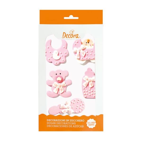 DECORAZIONI IN ZUCCHERO BABY NURSERY ROSA PZ.5 1 DECORAZIONI IN ZUCCHERO BABY NURSERY ROSA PZ.5