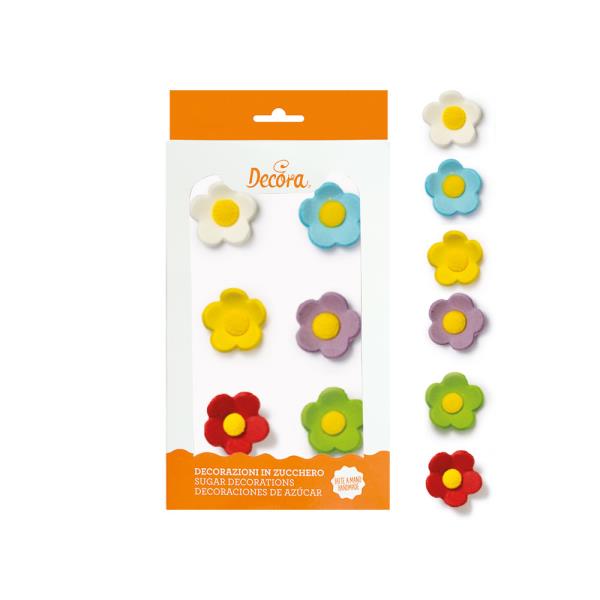 DECORAZIONI IN ZUCCHERO FIORI GRANDI ASSORTITI PZ.6 4 DECORAZIONI IN ZUCCHERO FIORI GRANDI ASSORTITI PZ.6