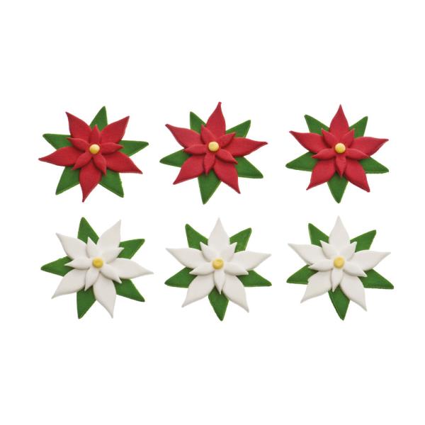 DECORAZIONI IN ZUCCHERO STELLE DI NATALE SENZA GLUTINE PZ.6 2 DECORAZIONI IN ZUCCHERO STELLE DI NATALE SENZA GLUTINE PZ.6