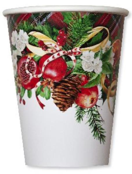 BICCHIERE COMPOSTABILE TARTAN CHRISTMAS pz.8