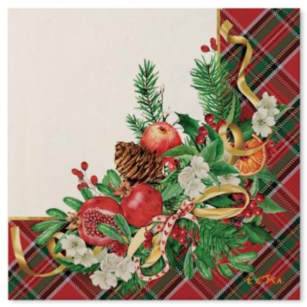 TOVAGLIOLO 33x33 cm. TARTAN CHRISTMAS pz.20 1 TOVAGLIOLO 33x33 cm. TARTAN CHRISTMAS pz.20