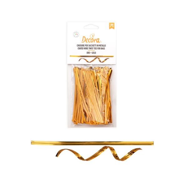 LACETTI PLASTICA ORO E METALLO PER SACCHETTI cm.12 pz.200 1 LACETTI PLASTICA ORO E METALLO PER SACCHETTI cm.12 pz.200