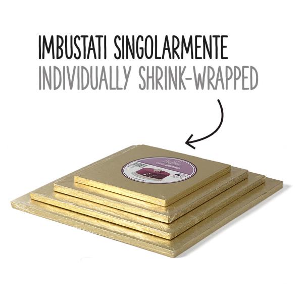 SOTTOTORTA QUADRATI PASTA DI CELLULOSA/ALLUMINIO ORO