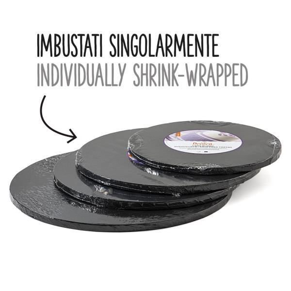 SOTTOTORTA TONDI PASTA DI CELLULOSA/ALLUMINIO NERO H.1,2 2 SOTTOTORTA TONDI PASTA DI CELLULOSA/ALLUMINIO NERO H.1,2
