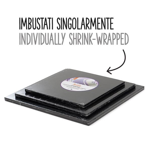 SOTTOTORTA QUADRATI PASTA DI CELLULOSA/ALLUMINIO NERO 2 SOTTOTORTA QUADRATI PASTA DI CELLULOSA/ALLUMINIO NERO