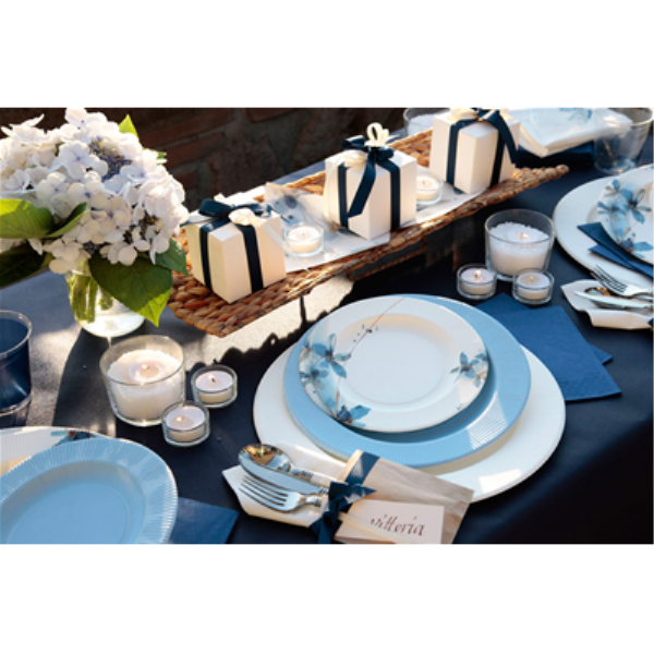 PIATTO PIANO RIGHE BLUE FLOWERS Ex.Tra.™ 2 PIATTO PIANO RIGHE BLUE FLOWERS Ex.Tra.™