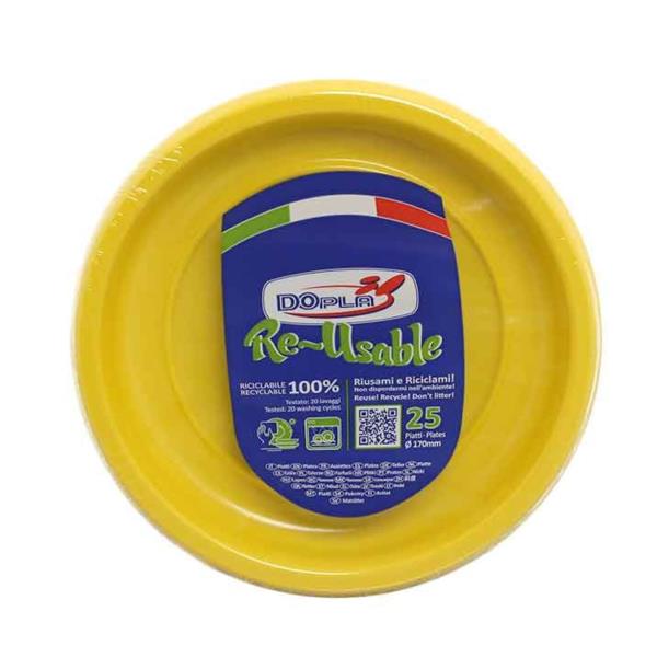 PIATTO PIANO PLASTICA GIALLO pz.25