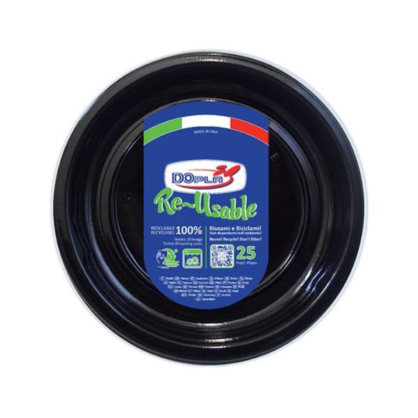 PIATTO PIANO PLASTICA NERO pz.25 1 PIATTO PIANO PLASTICA NERO pz.25