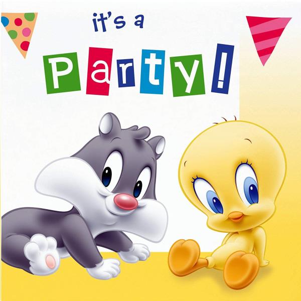 TOVAGLIOLO 33x33 cm. BABY LOONEY TUNES HAPPY pz.20 1 TOVAGLIOLO 33x33 cm. BABY LOONEY TUNES HAPPY pz.20