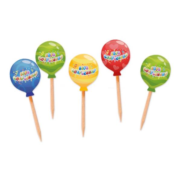 PICKS BUON COMPLEANNO BALLON pz.25 1 PICKS BUON COMPLEANNO BALLON pz.25