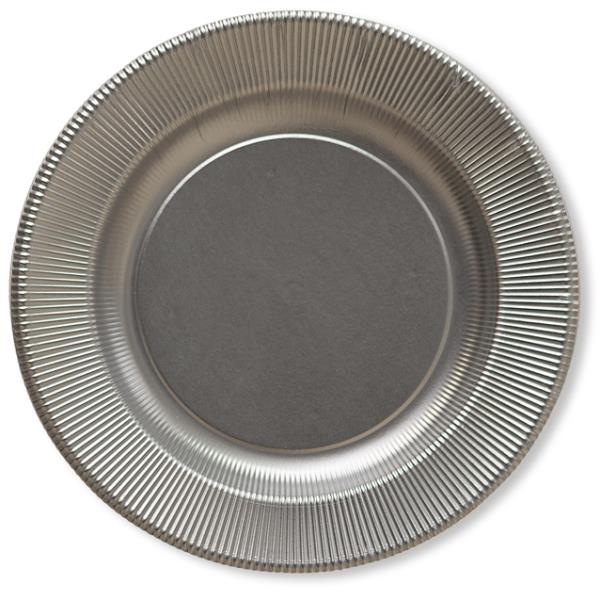 PIATTO PIANO RIGHE ARGENTO SATINATO Ex.tra. pz.8