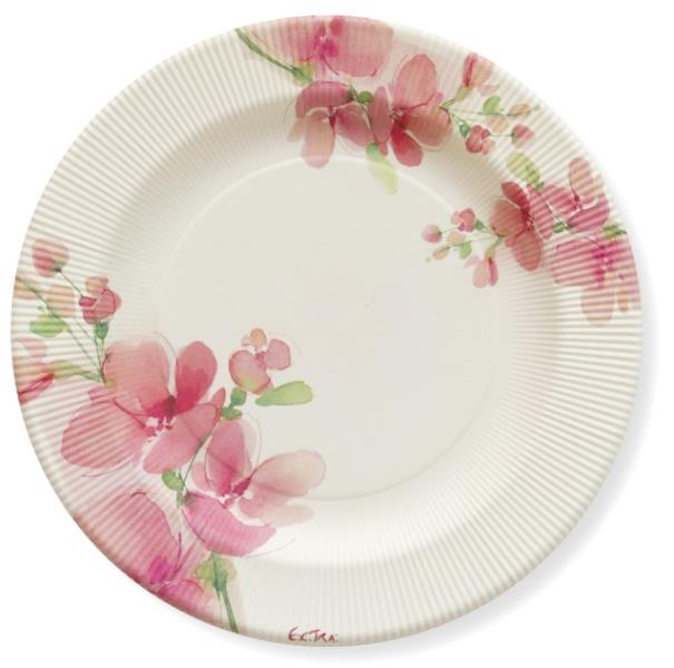 PIATTO PIANO RIGHE PINK FLOWERS Ex.Tra.™ 2 PIATTO PIANO RIGHE PINK FLOWERS Ex.Tra.™