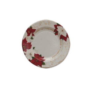 PIATTO DESSERT RIGHE XMAS FLOWERS