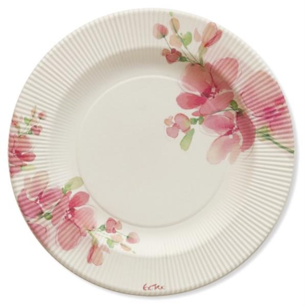 PIATTO DESSERT RIGHE PINK FLOWERS Ex.Tra.™ 1 PIATTO DESSERT RIGHE PINK FLOWERS Ex.Tra.™