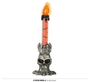 CANDELA TESCHIO CON LUCE LED ARANCIONE 22 cm.