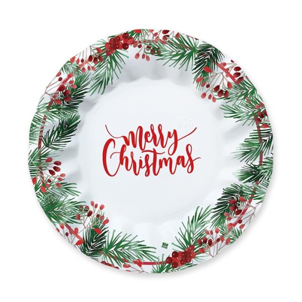 PIATTO PIANO Ø 25 cm MERRY CHRISTMAS pz.8 1 PIATTO PIANO Ø 25 cm MERRY CHRISTMAS pz.8