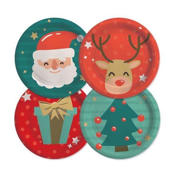 PIATTO PIANO Ø 24 cm MIX FUNNY CHRISTMAS PZ.8 1 PIATTO PIANO Ø 24 cm MIX FUNNY CHRISTMAS PZ.8