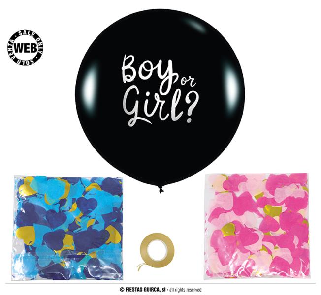 PALLONCINO IT'S A BOY IT' A GIRL CON CORIANDOLI AZZURRI E ROSA 1 PALLONCINO IT'S A BOY IT' A GIRL CON CORIANDOLI AZZURRI E ROSA