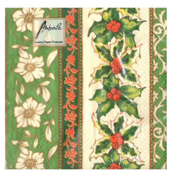 TOVAGLIOLO 25x25 cm. CHRISTMAS BORDER GREEN pz.20 1 TOVAGLIOLO 25x25 cm. CHRISTMAS BORDER GREEN pz.20