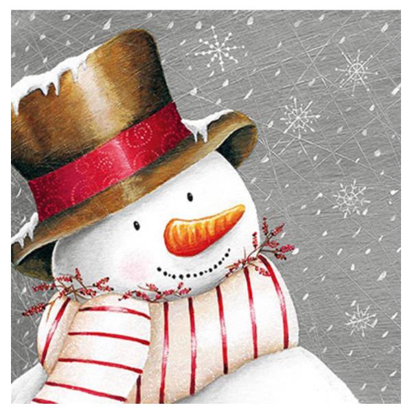 TOVAGLIOLO 25x25 cm. SMILING SNOWMAN pz.20 1 TOVAGLIOLO 25x25 cm. SMILING SNOWMAN pz.20