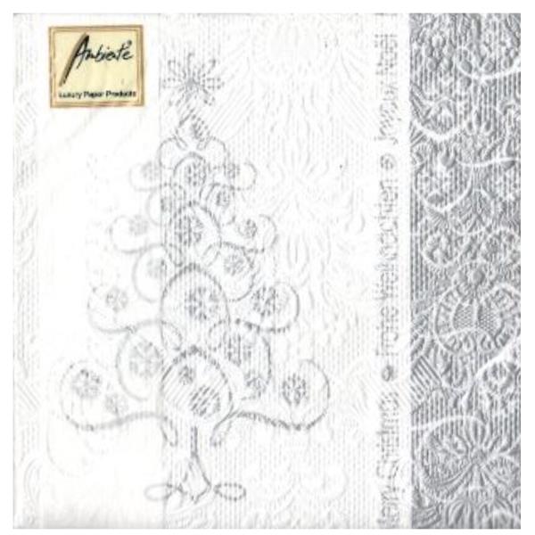 TOVAGLIOLO 25x25 cm. SNOWCRYSTALS TREE SILVER pz.20 1 TOVAGLIOLO 25x25 cm. SNOWCRYSTALS TREE SILVER pz.20