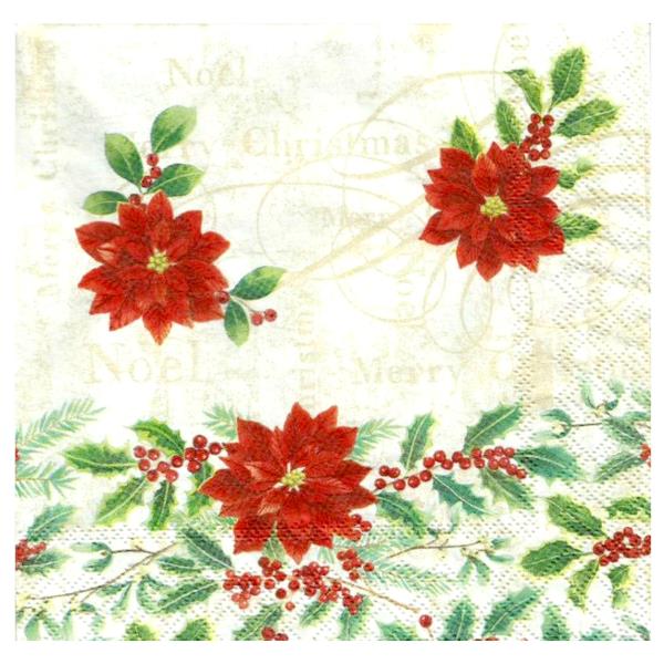 TOVAGLIOLO 25x25 cm. POINSETTIE CREAM pz.20 1 TOVAGLIOLO 25x25 cm. POINSETTIE CREAM pz.20