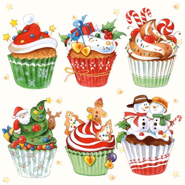 TOVAGLIOLO 33x33 cm. CHRISTMAS CUPCAKES pz.20 1 TOVAGLIOLO 33x33 cm. CHRISTMAS CUPCAKES pz.20