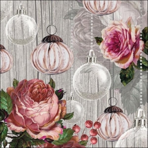 TOVAGLIOLO 33x33 cm. ROSES AND BAUBLES pz.20