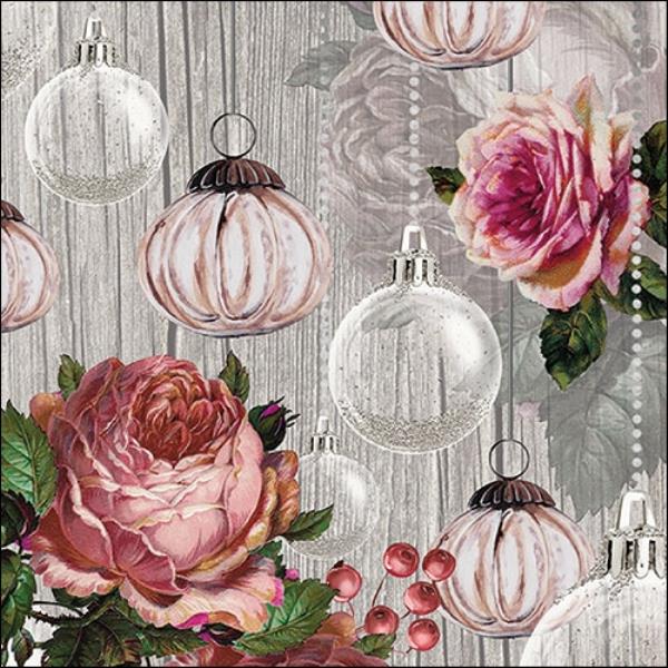 TOVAGLIOLO 33x33 cm. ROSES AND BAUBLES pz.20