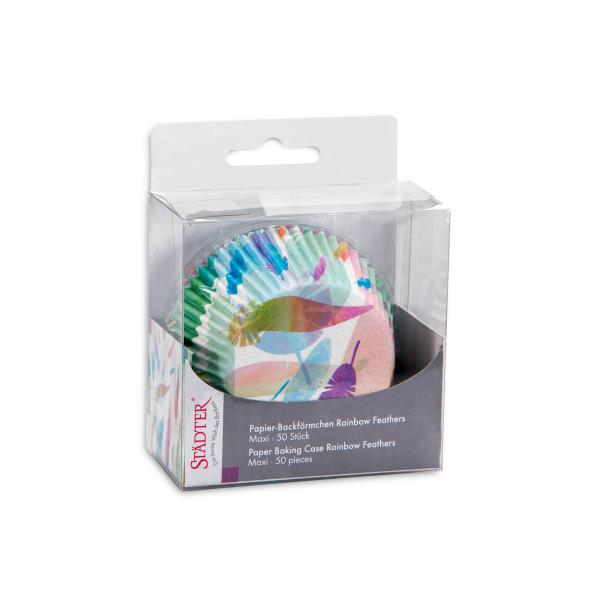 PIROTTINI MUFFIN RAINBOW FEATHERS Ø5-7 cm. h.3,5 cm PZ.50 2 PIROTTINI MUFFIN RAINBOW FEATHERS Ø5-7 cm. h.3,5 cm PZ.50