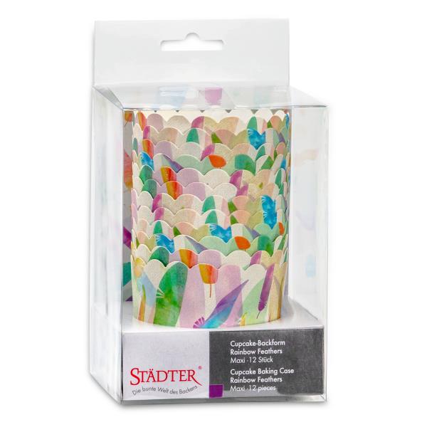 PIROTTINI MUFFIN MAX RAINBOW FEATHERS Ø6,1 cm. H.5,7 cm PZ.12 2 PIROTTINI MUFFIN MAX RAINBOW FEATHERS Ø6,1 cm. H.5,7 cm PZ.12