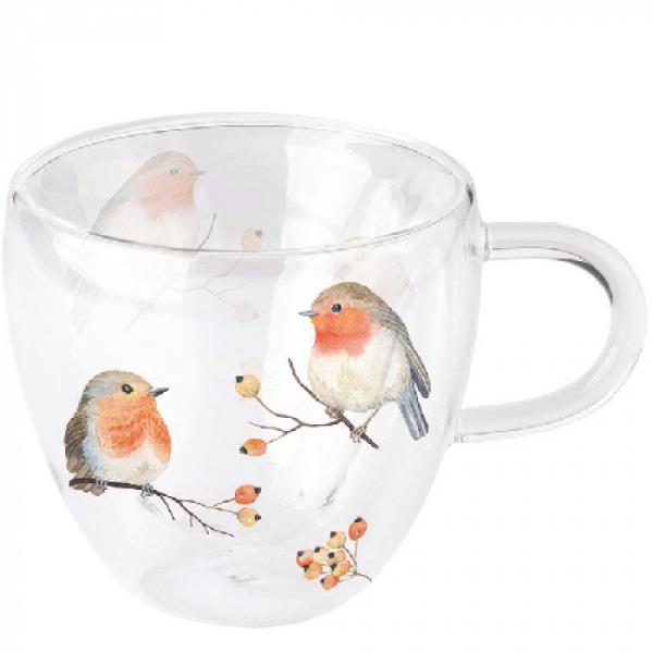 TAZZA DOPPIA PARETE IN VETRO 0,200 ml ROBIN FAMILY pz.1 1 TAZZA DOPPIA PARETE IN VETRO 0,200 ml ROBIN FAMILY pz.1