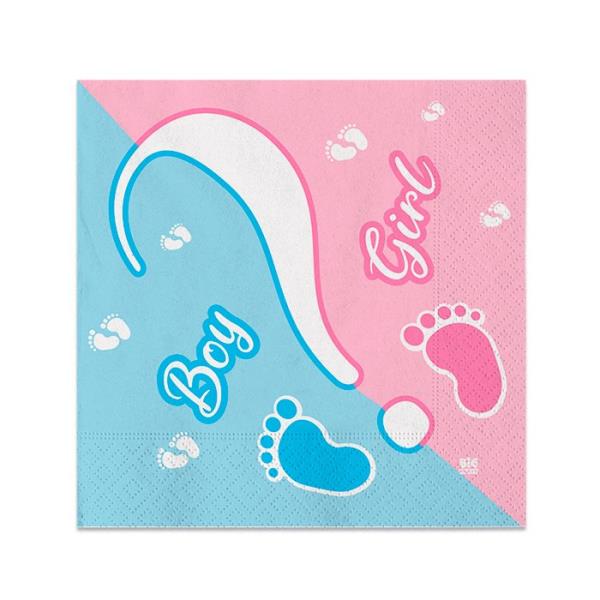 TOVAGLIOLO 25x25 cm. BABY GIRL OR BOY? pz.20 1 TOVAGLIOLO 25x25 cm. BABY GIRL OR BOY? pz.20