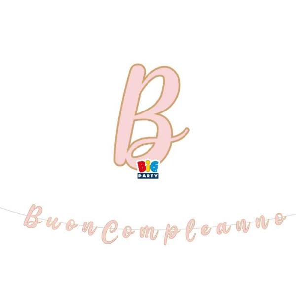 FESTONE SCRITTA ITALIC BUON COMPLEANNO ROSA E ORO mt.3 pz.1 1 FESTONE SCRITTA ITALIC BUON COMPLEANNO ROSA E ORO mt.3 pz.1