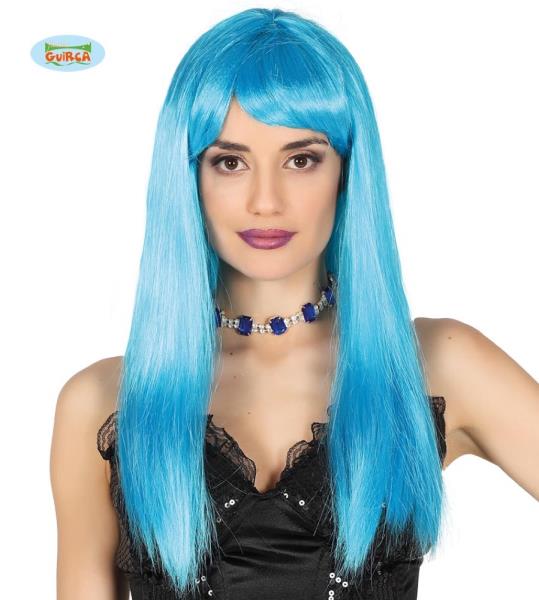 PARRUCCA CASCHETTO LUNGO AZZURRO NEON pz.1 1 PARRUCCA CASCHETTO LUNGO AZZURRO NEON pz.1