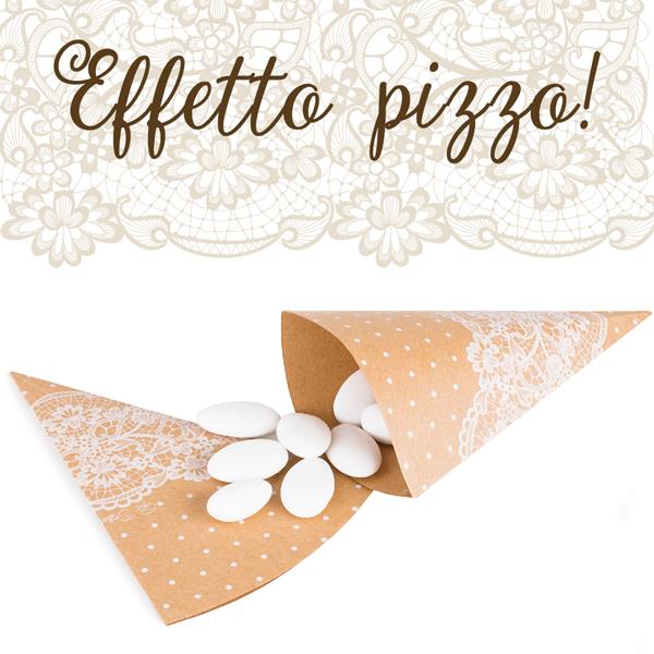 CONI CARTA KRAFT DECORO PIZZO 10X15,5 PZ.10 1 CONI CARTA KRAFT DECORO PIZZO 10X15,5 PZ.10